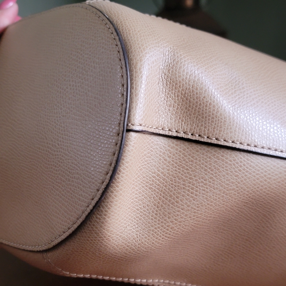 Michael Kors Large Pebbled Leather Tote Beige Taupe Shoulder Bag Purse - Picture 11 of 16